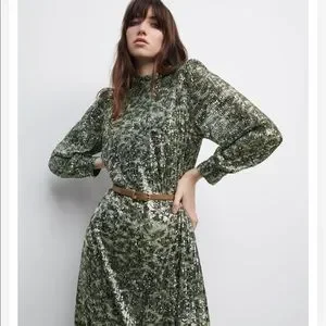 Zara | Dresses | Nwt Zara Belted Sequin Midi Dress | Poshmark